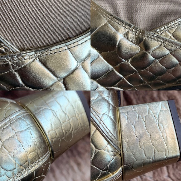 Max Mara Salice Ankle Boots Gold Croc - Picture 9 of 10